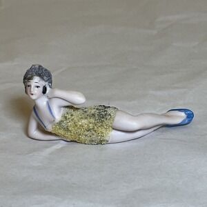 ANTIQUE ART DECO GERMAN BISQUE BATHING BEAUTY NUDE FIGURINE Vtg‎ 5684 Textured